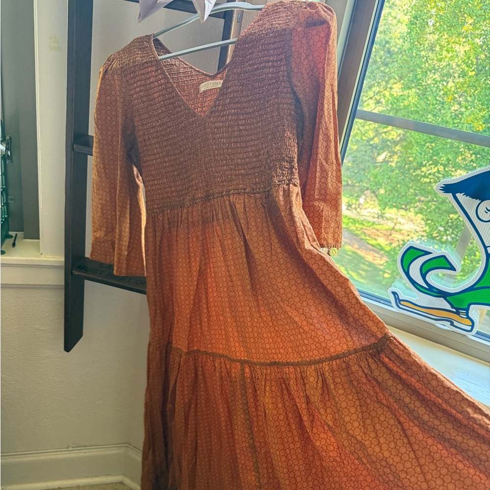 Christy Dawn Basil Dress in Maple Daisy Dot XS